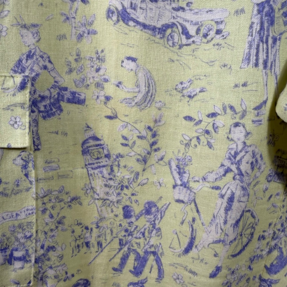 Vtg Sharon Young Toile Print Cropped Pants Yellow Purple High Rise Cottagecore - Picture 4 of 13